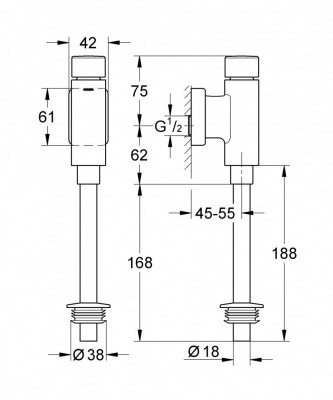 Смывное устройство для писсуара GROHE Rondo (37345000)