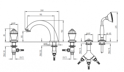 MIGLIORE Korona Swarovski 27308 смеситель на борт ванны, хром