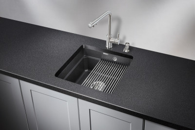 Кухонная мойка GRANULA kitchen space (4501u, чёрный) кварц 1 чаша квадратная 45х45