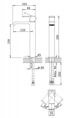 Смеситель для раковины Cezares Porta PORTA-LC-NOP, с донным клапаном, черный матовый