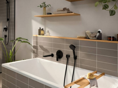Встраиваемый смеситель для ванны Hansgrohe Rebris E внешняя часть 72469670 (черный матовый)