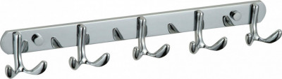 Планка с крючками для ванной (5 крючков) Savol S-002255 латунь хром