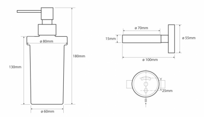 Bemeta Dark 104109010 дозатор настенный, матовое стекло/черный