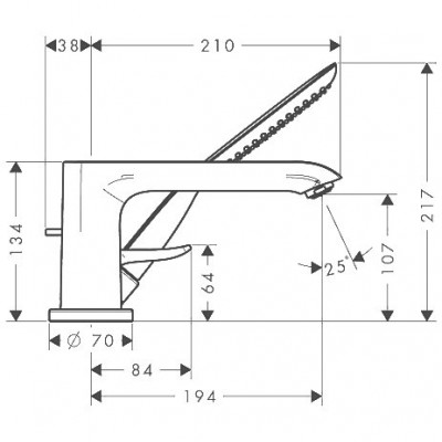 Hansgrohe Metris 31190000 смеситель на борт ванны с душем (внешняя часть), хром