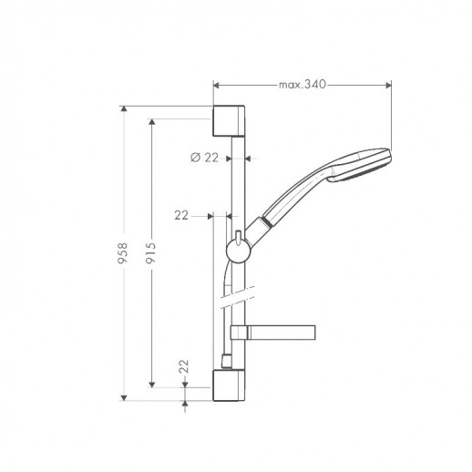 Hansgrohe Croma 100 1jet/Unica'C 27724000 душевой гарнитур 90 см, хром