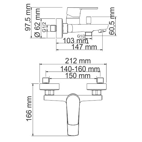 WasserKRAFT Dill 6101 смеситель для ванны с душем, хром