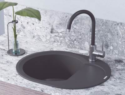 Мойка OMOIKIRI SAKAIME 60E-PL Tetogranit платина овальная 600x470 (4993206)