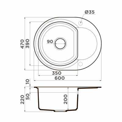Мойка OMOIKIRI SAKAIME 60E-PL Tetogranit платина овальная 600x470 (4993206)