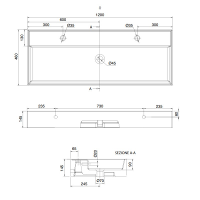 Раковина для двоих Scarabeo Teorema 2.0 5107R120В 120x46x14,5 см, белый глянец