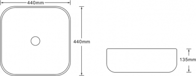 Раковина SantiLine SL-7024 накладная 44х44 см, под мрамор