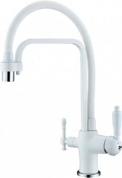 Смеситель для кухонной мойки ZORG Sanitary  (ZR 342-8 YF WHITE), рычажный, современный стиль