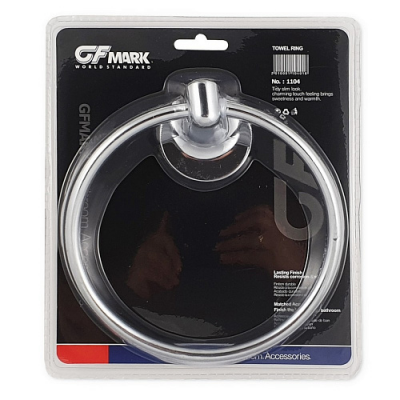 GFmark 1104 держатель для полотенец кольцо, крепеж - самоклейка или дюбель-шуруп, хром