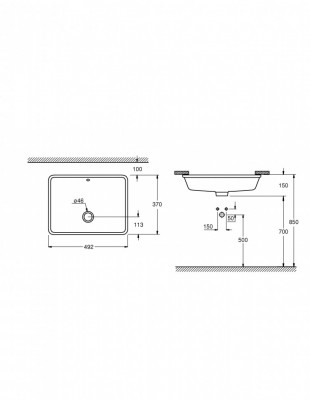 Раковина GROHE Cube Ceramic, встраиваемая 50 см, альпин-белый (3948000H)