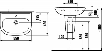 Раковина подвесная Jika Olymp 55 8.1061.2.000.104.9 белая прямоугольная