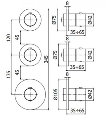 Внешняя часть смесителя термостат Paffoni Modular Box хром MDE018CR
