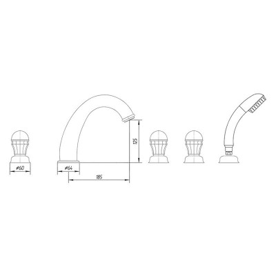 MIGLIORE Korona Swarovski ML.KRN-4780.CRDO смеситель на борт ванны, хром/золото