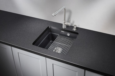 Кухонная мойка GRANULA kitchen space (4501u, шварц) кварц 1 чаша квадратная 45х45