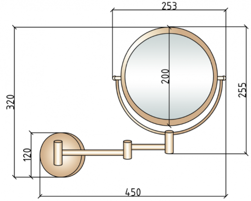 Boheme Medici 501 косметическое зеркало, оптическое, настенное, бронза
