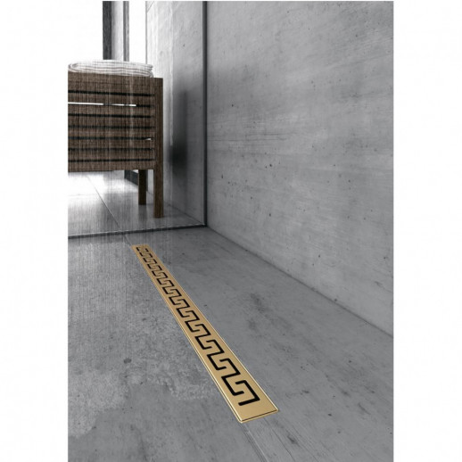 Желоб BERGES водосток В1 Antik 600, золото глянец, S-сифон D50/105 H50 вертикальный