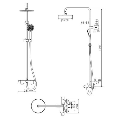Bravat Waterfall F639114C-A-RUS душевая стойка с термостатом и изливом, хром