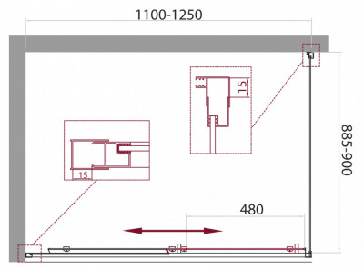 Душевой уголок BelBagno UNIQUE-AH-1-110/125-90-C-Cr