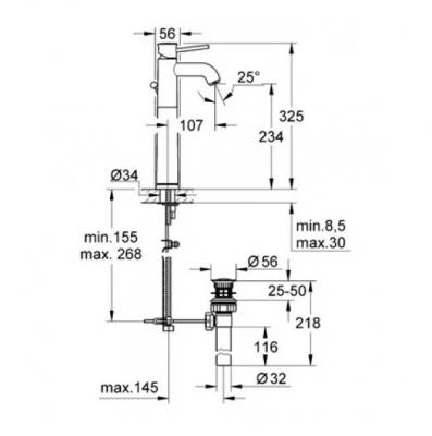 Смеситель для раковины Grohe BauClassic 32868000