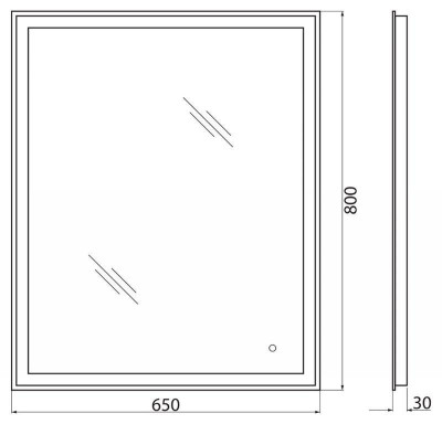 Зеркало со светильником и выключателем Belbagno spc-grt-650-800-led-tch