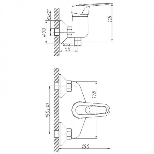 Смеситель для душа Haiba HB2004 (латунь) хром