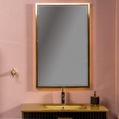 Зеркало в ванную Armadi Art Monaco 566-BG с подсветкой 70х110 см, золото/черный
