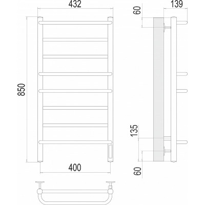 Полотенцесушитель электрический Terminus Евромикс П8 400х850 4670078531285 хром лесенка