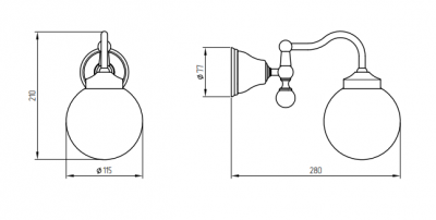 MIGLIORE Provance 17640 светильник настенный плафон шар, керамика с декором/бронза