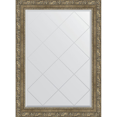 Зеркало настенное Evoform ExclusiveG 102х75 BY 4188 с гравировкой в багетной раме Виньетка античная латунь 85 мм