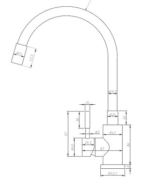 Кухонный смеситель ESKO Snake K44 B нерж сталь черный с гибким изливом