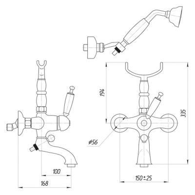 MIGLIORE Oxford 19124 смеситель для ванны, хром