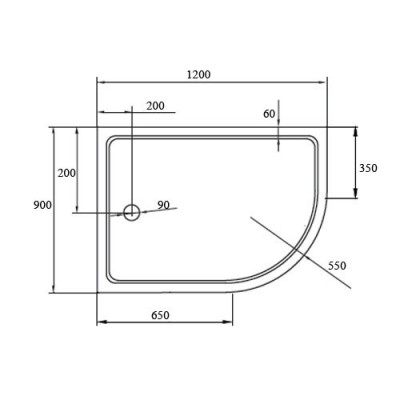 Поддон душевой Cezares-SMC TRAY-M-RH-120/90-550-35-W-L(-R)