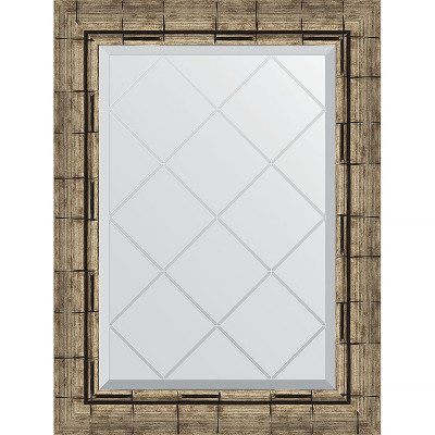 Зеркало настенное Evoform ExclusiveG 71х53 BY 4007 с гравировкой в багетной раме Серебряный бамбук 73 мм
