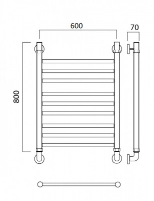 Водяной полотенцесушитель Акванерж Прямая групповая 800x600 (00-608060)