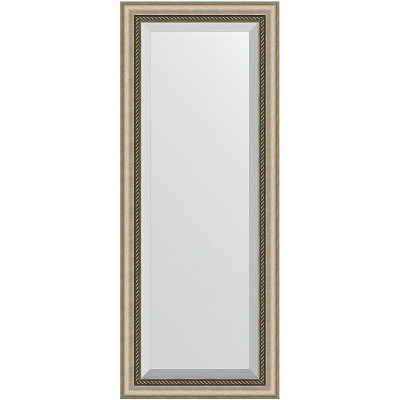 Зеркало настенное Evoform Exclusive 133х53 BY 1152 с фацетом в багетной раме Состаренное серебро с плетением 70 мм