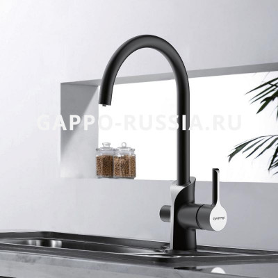 Смеситель для кухни со встроенным фильтром Gappo G03-6 однорычажный черный/хром (G4303-6)