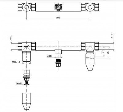 Внутренний механизм смесителя для раковины FIMA Carlo Frattini F2230