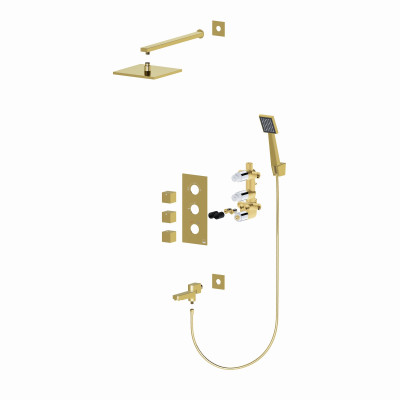 Душевой комплект встроенный с термостатом Timo Tetra-Thermo SX-0199/17SM (золото матовое)