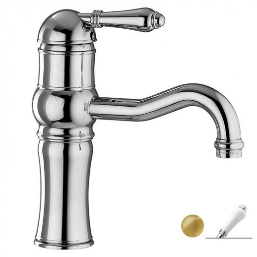 Nicolazzi Classica 3471 GB 76 смеситель для раковины без д/к, золотая латунь/ручка P.Mont Blanc
