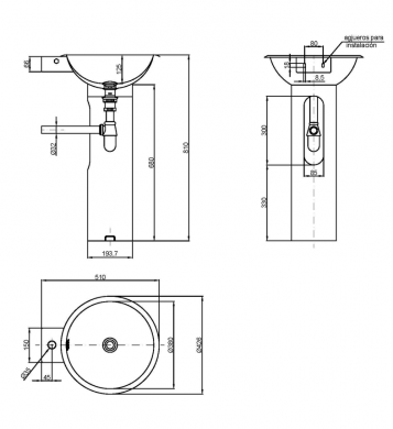 Дизайнерский умывальник с пьедесталом Nofer 13063.S