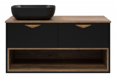 Тумба под раковину подвесная Brevita Bergen 1054x484x520 черный, темное дерево (BER-07105-19-02-2Я)