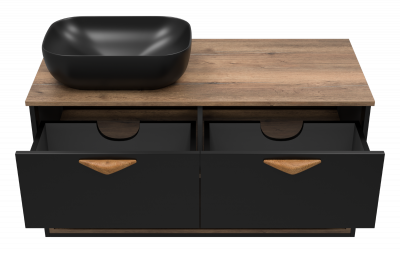 Тумба под раковину подвесная Brevita Bergen 1054x484x520 черный, темное дерево (BER-07105-19-02-2Я)