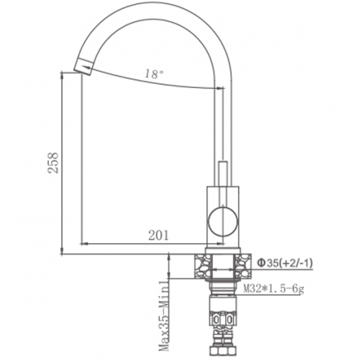 Смеситель для кухни Haiba HB71304-3 (нерж сталь)