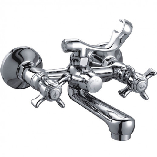 Двухвентильный смеситель для ванны Haiba HB3024 с душевым гарнитуром (латунь) хром