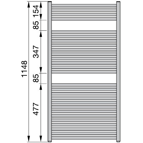 Zehnder Toga TGC-120-050 полотенцесушитель водяной для ГВС, нержавеющая сталь, 114,8см x 50см