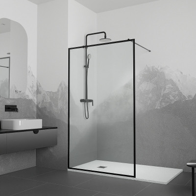 Душевая перегородка RGW Walk In WA-012B 90 35101290-84 черный стекло прозрачное