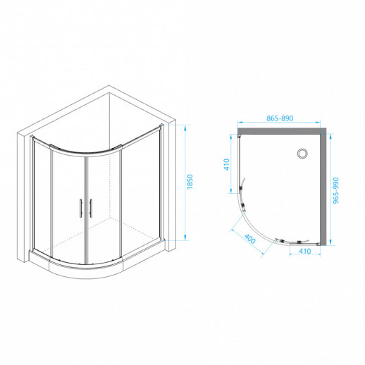 Душевой уголок RGW Passage PA-61 100х90 41086190-11 прозрачный профиль хром асимметричный